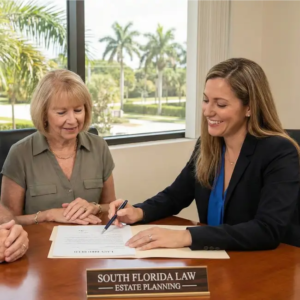 A estate planning attorning helping a client